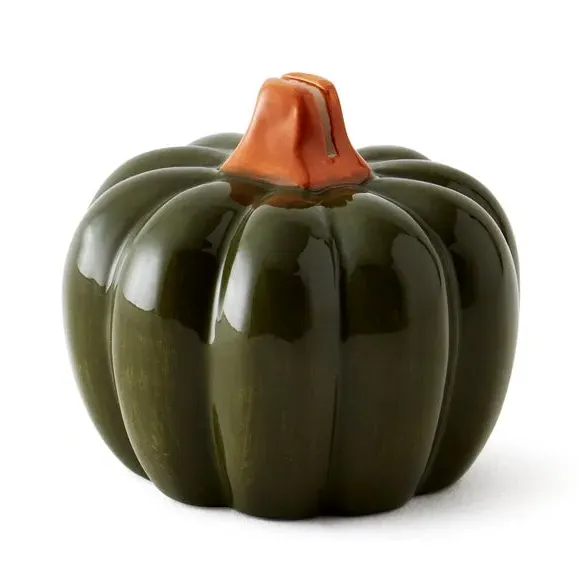 Pumpkin Photo Holder - Green, Ceramic