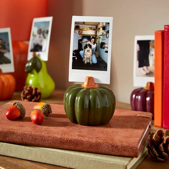 Pumpkin Photo Holder - Green, Ceramic image