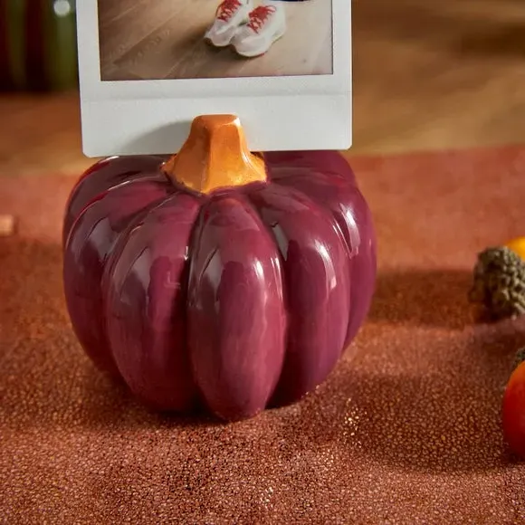 Pumpkin Photo Holder - Purple, Ceramic
