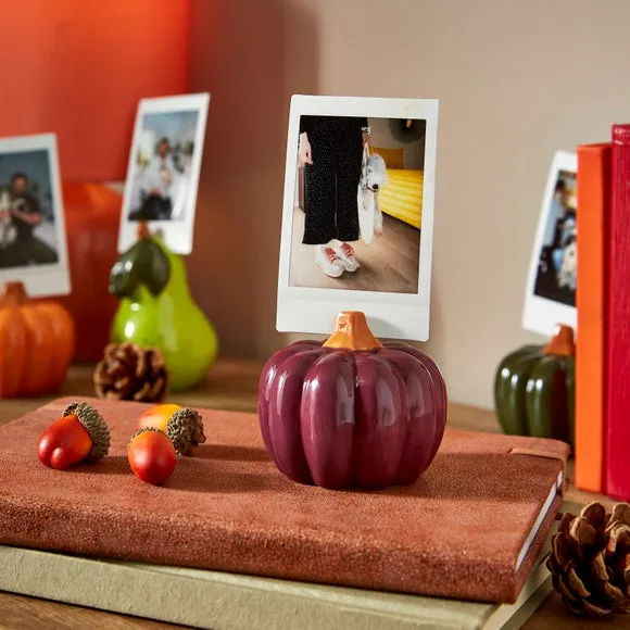 Pumpkin Photo Holder - Purple, Ceramic