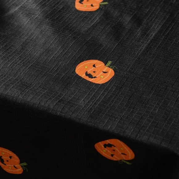 Pumpkin Print Tablecloth - Black, PEVA
