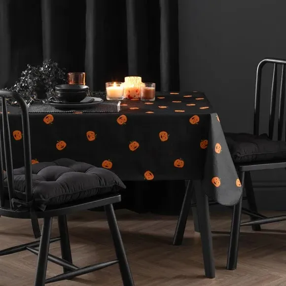 Pumpkin Print Tablecloth - Black, PEVA image