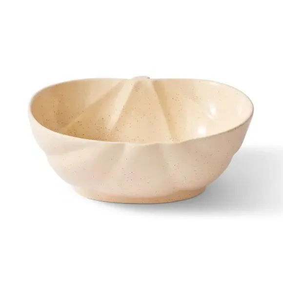 Pumpkin Shaped Bowl Reactive Glaze - Cream