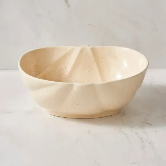 Pumpkin Shaped Bowl Reactive Glaze - Cream image
