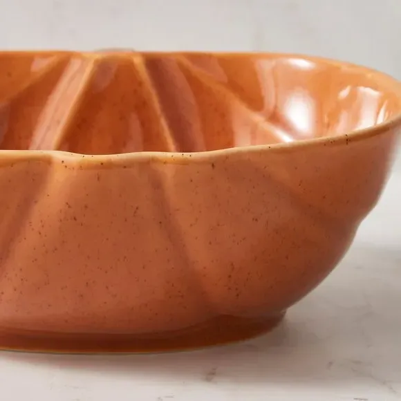 Pumpkin Shaped Bowl Reactive Glaze - Orange