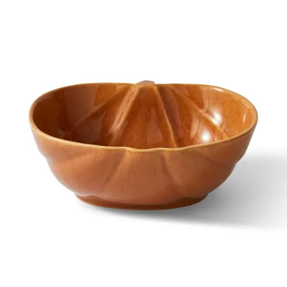 Pumpkin Shaped Bowl Reactive Glaze - Orange