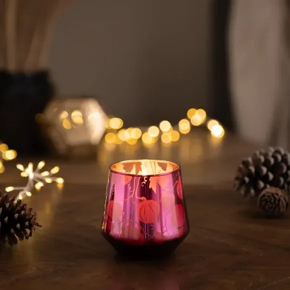 Pumpkin Single Wick Candle - Purple, Glass image
