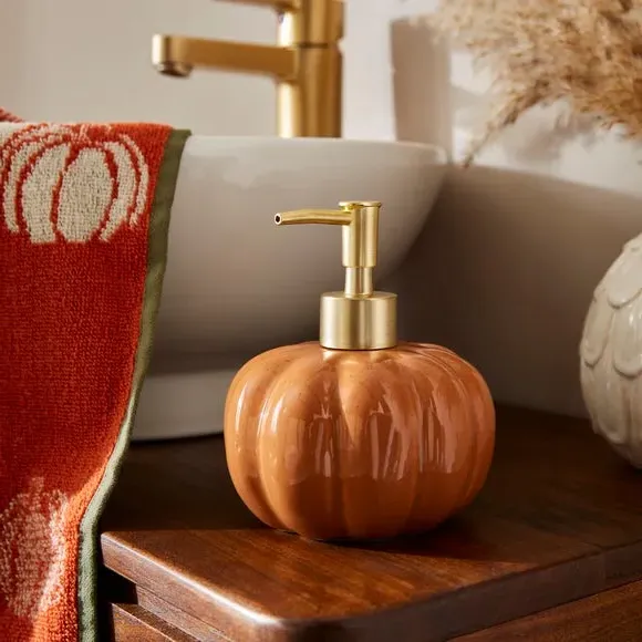 Pumpkin Soap Dispenser - Orange, Ceramic