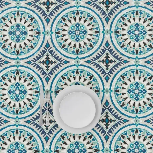 PVC Fabric by the Metre - Blue, Geometric