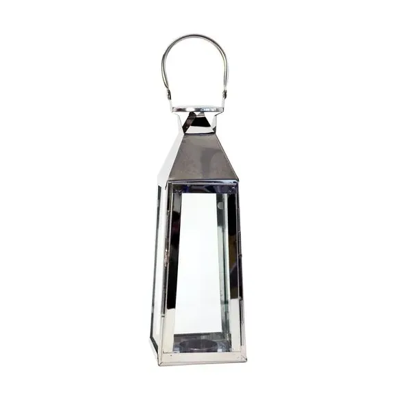 Pyramid Lantern with Handle - Silver, Metal image