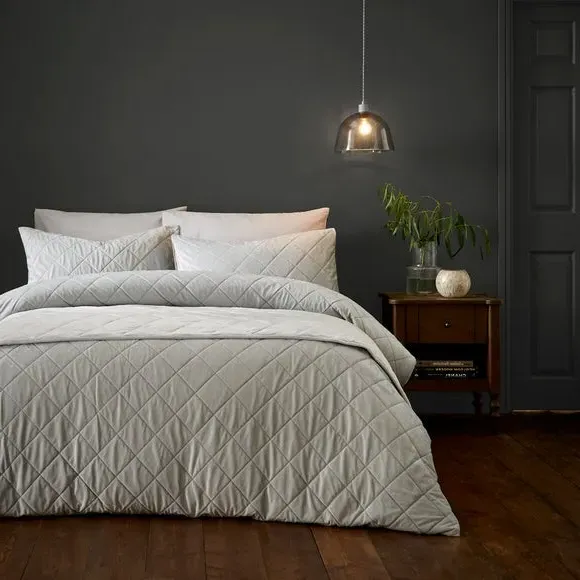 Quilted Bed Runner - Grey, Velvet