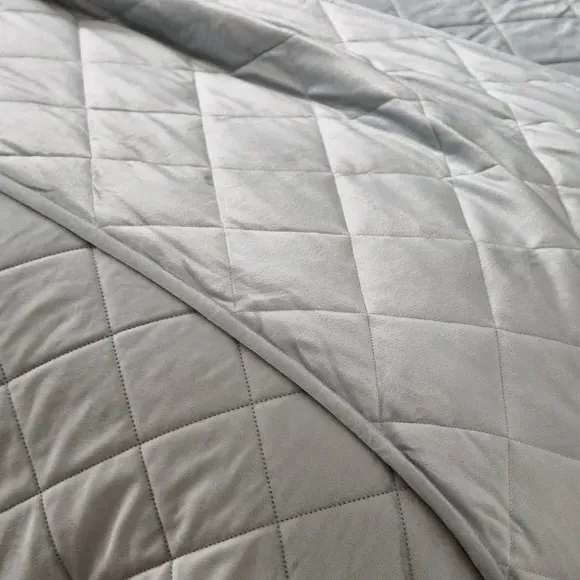 Quilted Bed Runner - Grey, Velvet