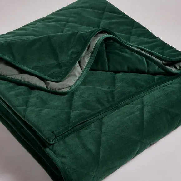 Quilted Bedspread - Bottle Green, Velvet