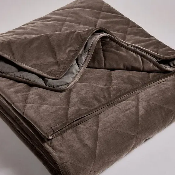 Quilted Bedspread - Brown, Velvet