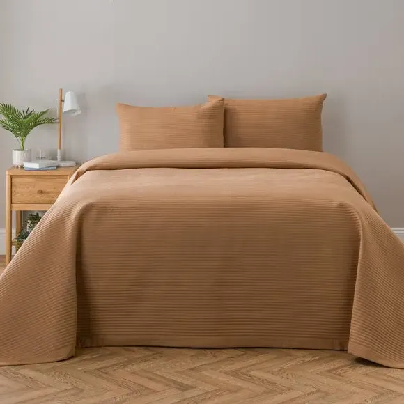 Quilted Bedspread - Camel, Polyester