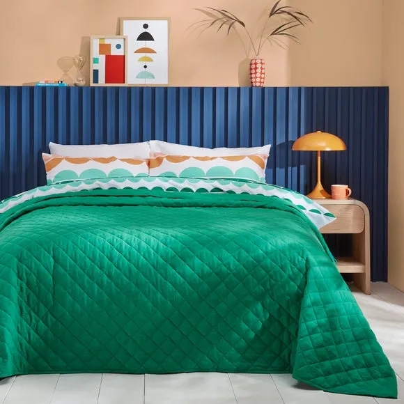 Quilted Bedspread - Emerald, Cotton