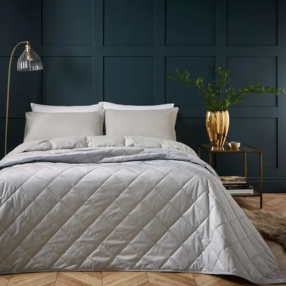 Quilted Bedspread - Grey, Velvet