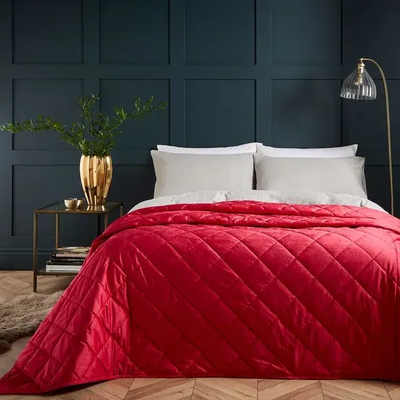 Quilted Bedspread - Magenta, Velvet