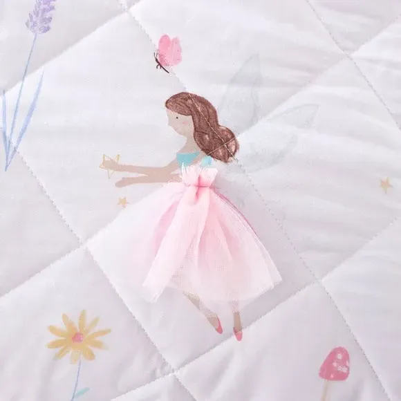 Quilted Bedspread Meadow Fairies - Pink, Cotton