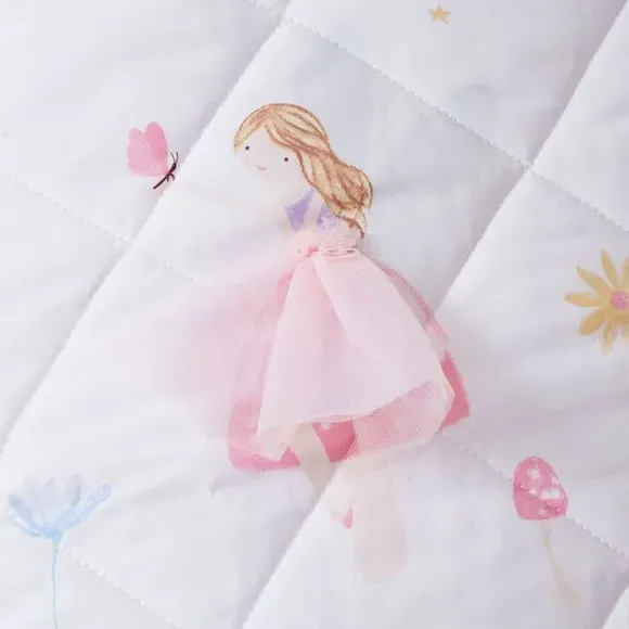 Quilted Bedspread Meadow Fairies - Pink, Cotton
