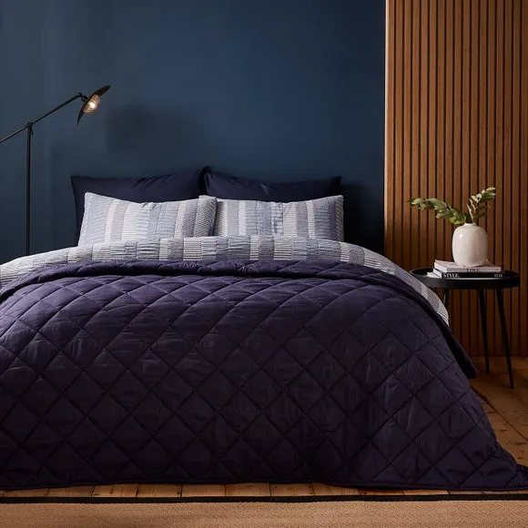 Quilted Bedspread - Navy, Recycled Polyester