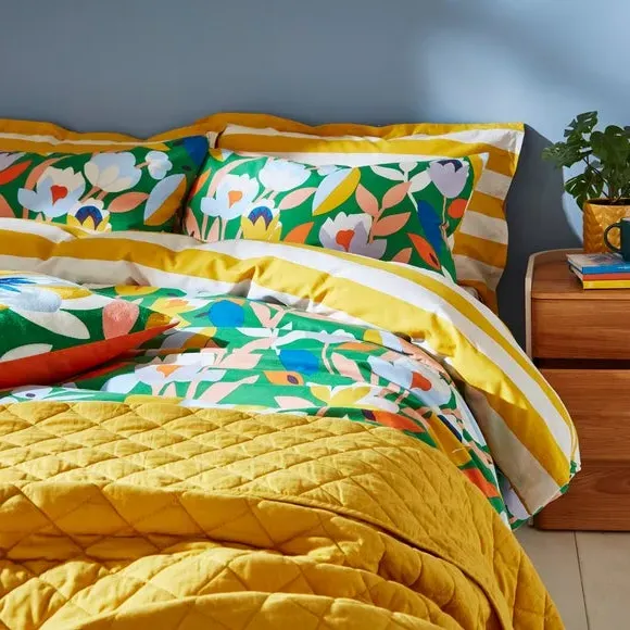 Quilted Bedspread - Ochre, Cotton