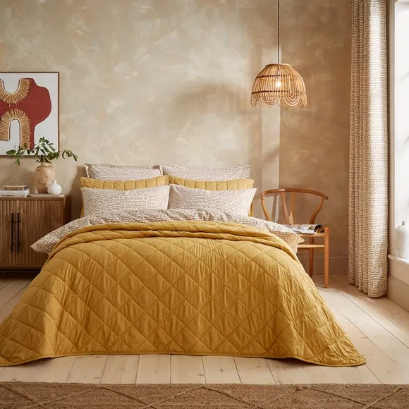 Quilted Bedspread - Ochre, Recycled Polyester