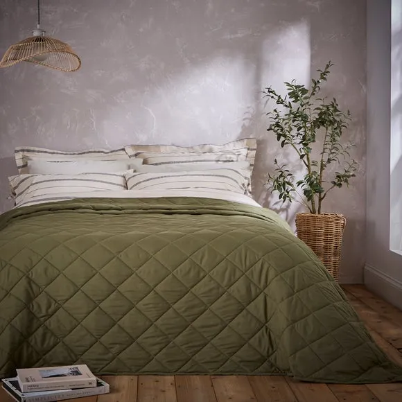 Quilted Bedspread - Olive, Recycled Polyester
