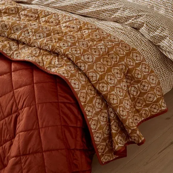 Quilted Bedspread Reversible - Orange, Velour image
