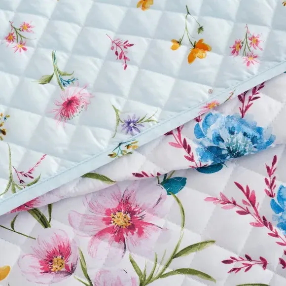 Quilted Bedspread Reversible - Pink, Polyester