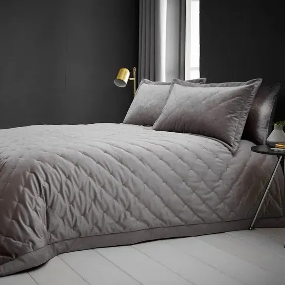 Quilted Bedspread - Silver, Velvet image