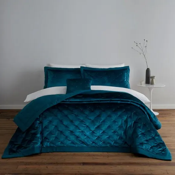 Quilted Bedspread - Teal, Velvet