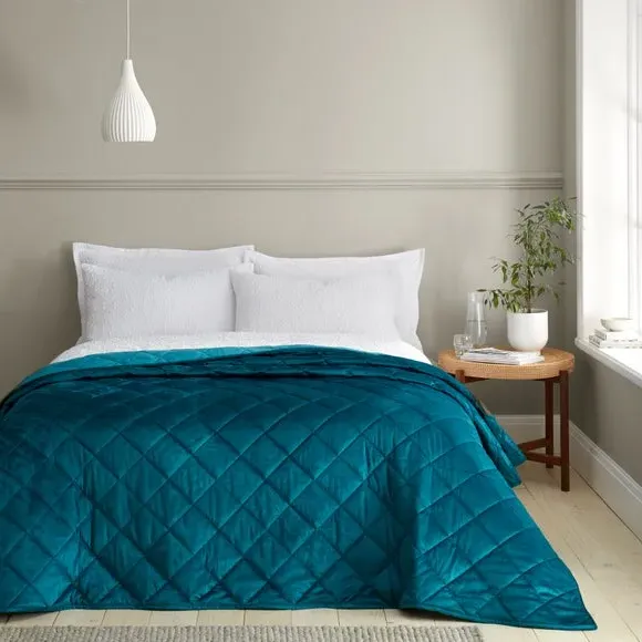Quilted Bedspread - Teal, Velvet