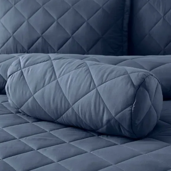 Quilted Bolster Cushion - Blue, Polyester image