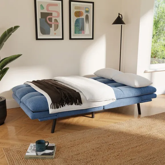 Quilted Clic Clac Sofa Bed - Blue, Chenille