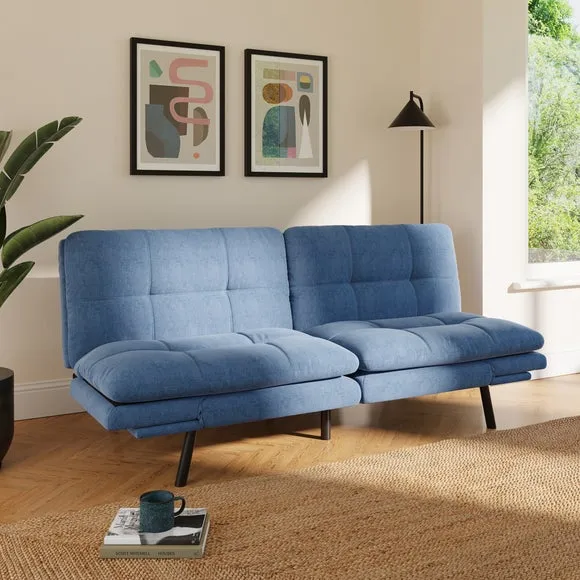 Quilted Clic Clac Sofa Bed - Blue, Chenille