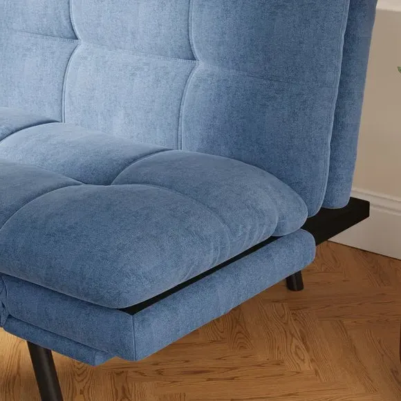 Quilted Clic Clac Sofa Bed - Blue, Chenille