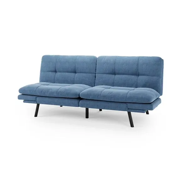 Quilted Clic Clac Sofa Bed - Blue, Chenille