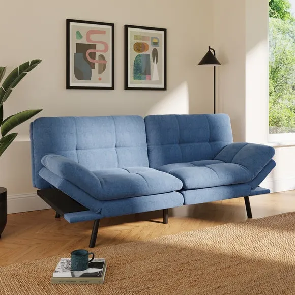 Quilted Clic Clac Sofa Bed - Blue, Chenille image