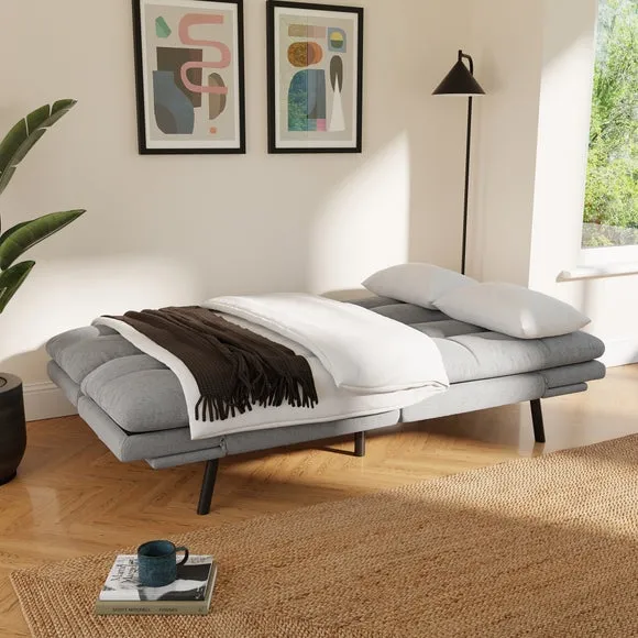 Quilted Clic Clac Sofa Bed - Grey, Chenille