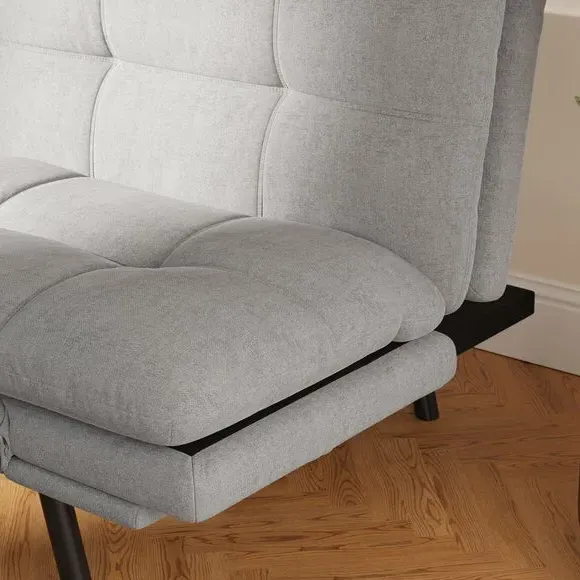 Quilted Clic Clac Sofa Bed - Grey, Chenille
