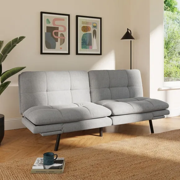 Quilted Clic Clac Sofa Bed - Grey, Chenille