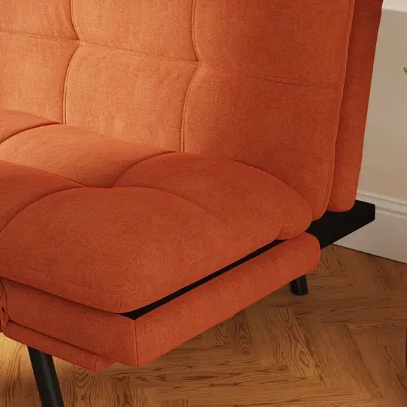 Quilted Clic Clac Sofa Bed - Orange, Chenille