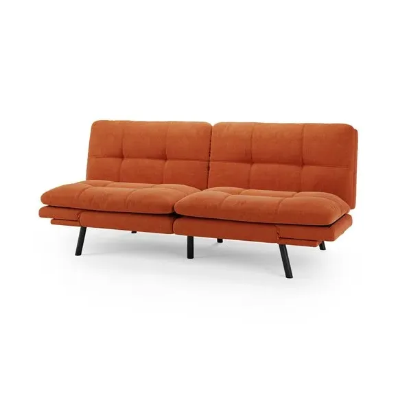 Quilted Clic Clac Sofa Bed - Orange, Chenille