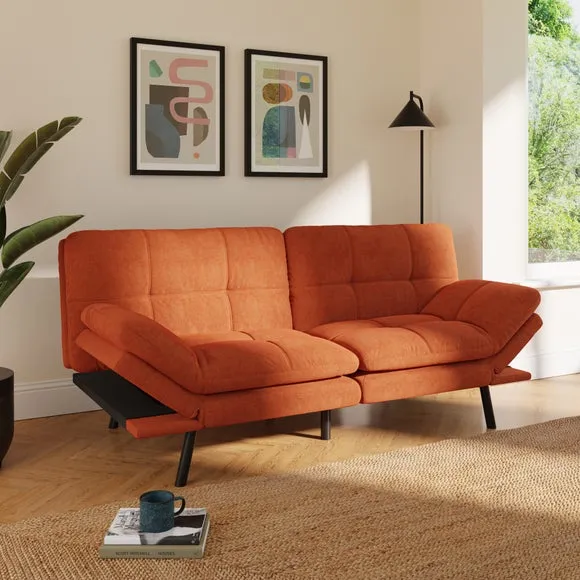 Quilted Clic Clac Sofa Bed - Orange, Chenille