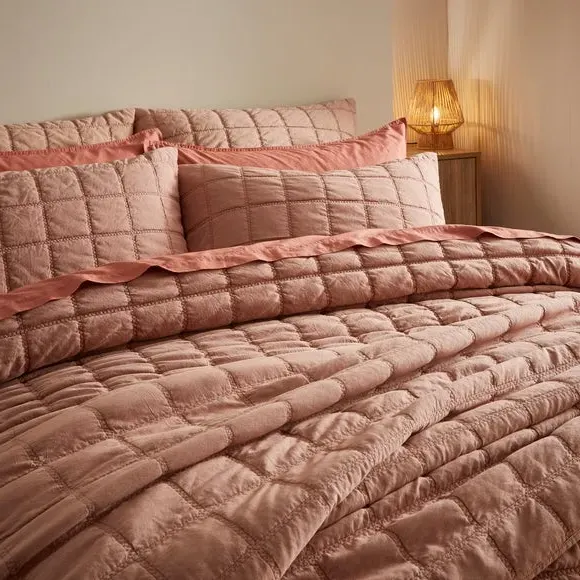 Quilted Duvet Cover Set - Clay, Cotton