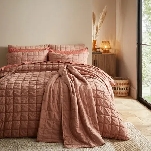 Quilted Duvet Cover Set - Clay, Cotton