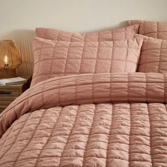 Quilted Duvet Cover Set - Clay, Cotton