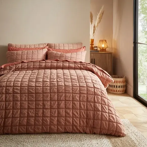 Quilted Duvet Cover Set - Clay, Cotton image