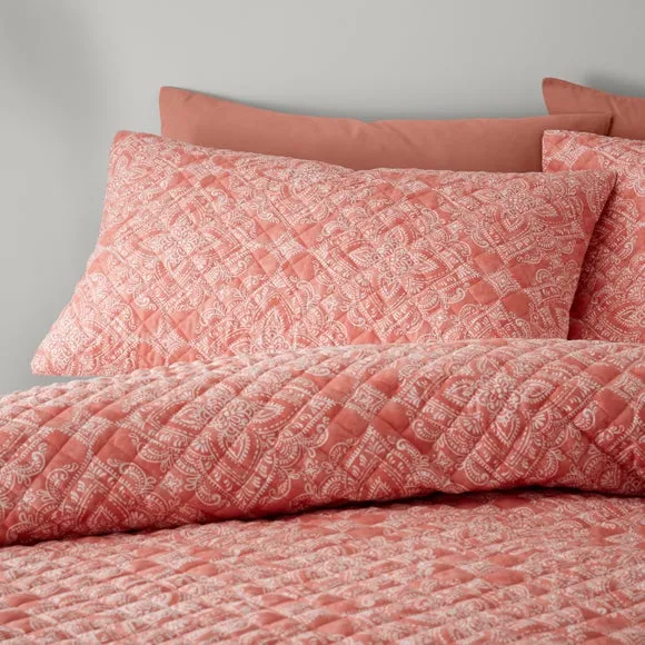Quilted Duvet Cover Set - Clay, Polyester